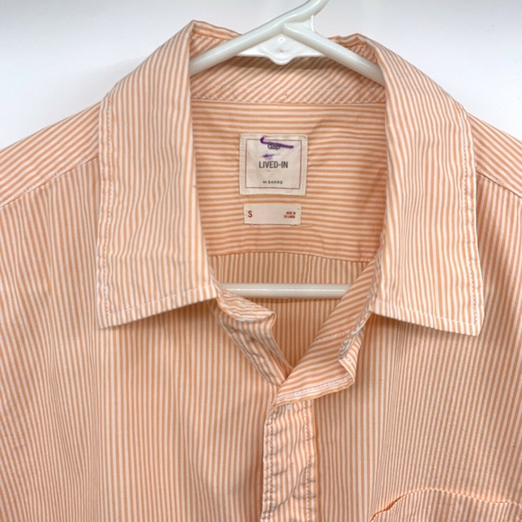 Gap Orange White Stripe Lived In Button Down Shirt - Picture 2 of 8